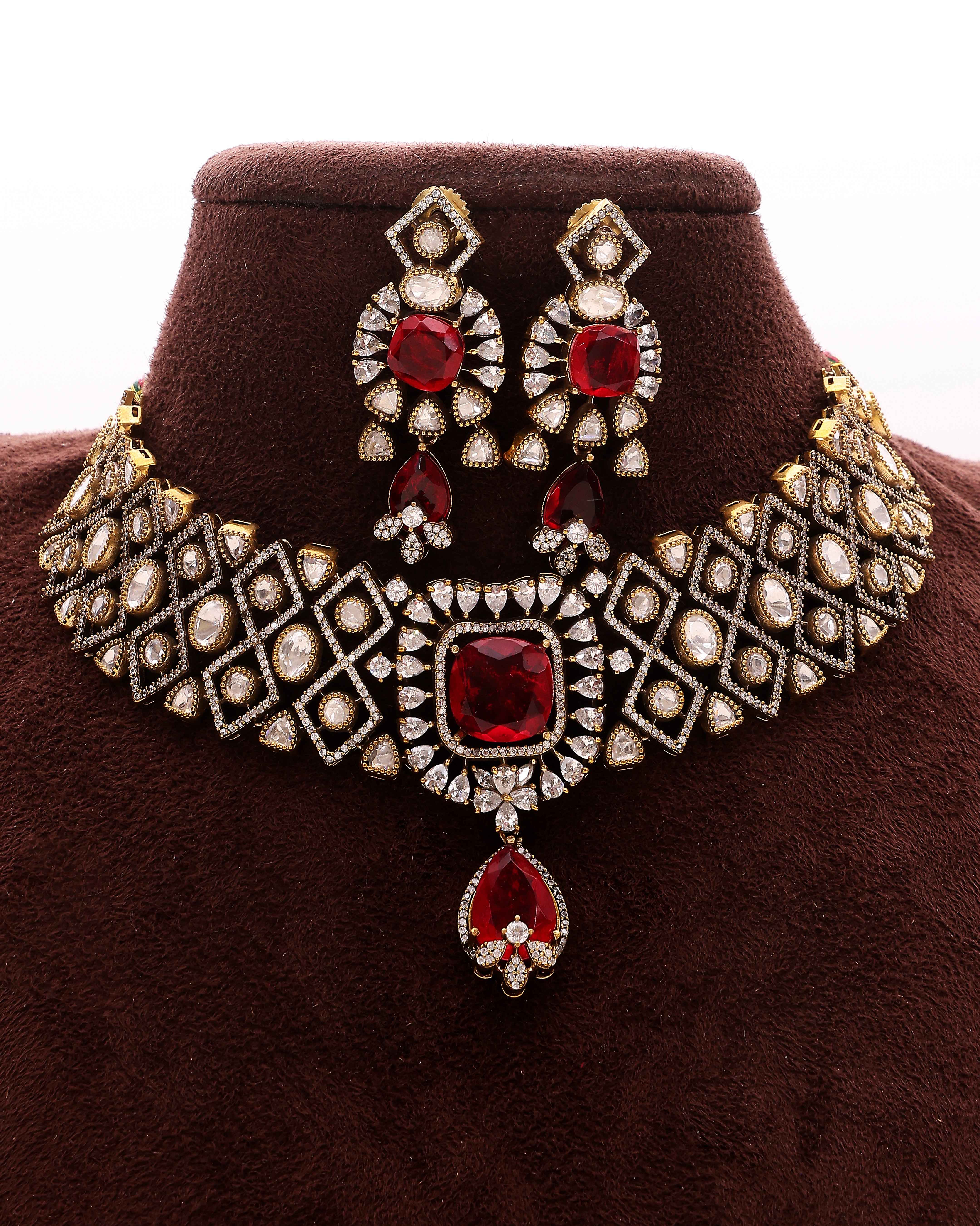Crimson Glint Moissanite Statement Set