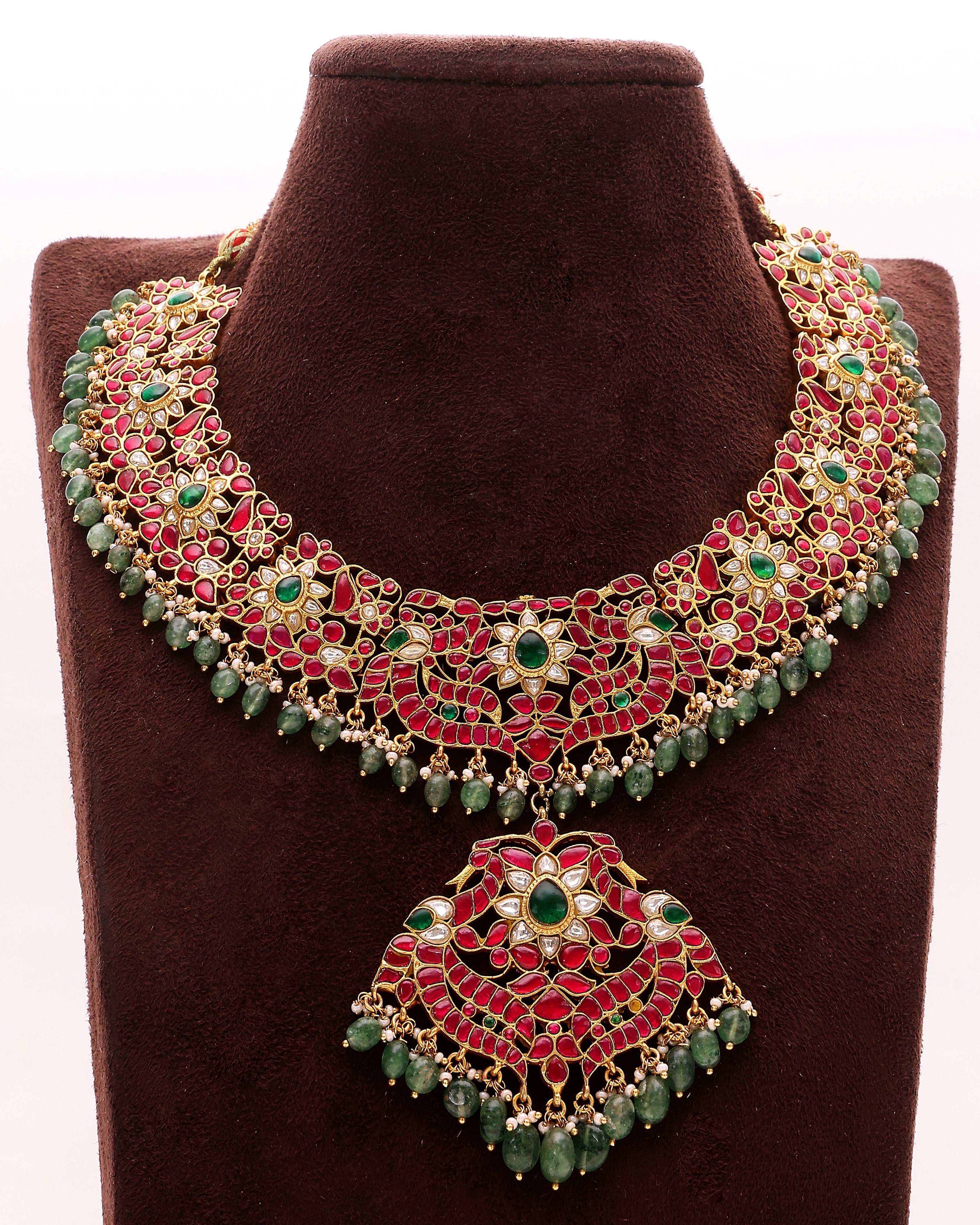 Mahalaya Heirloom Enamel Polki Choker - Pabeena