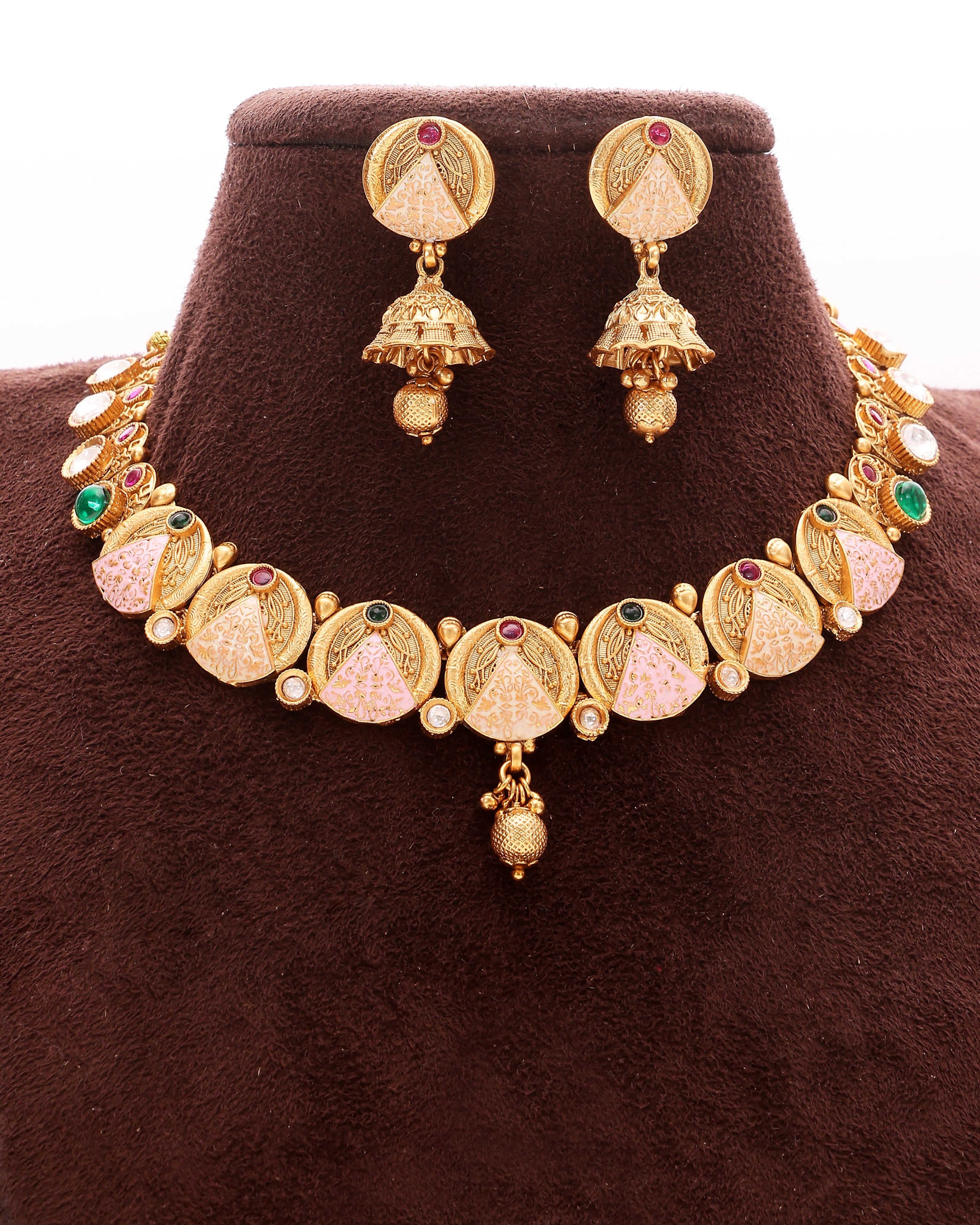 Varnika Etched Enamel Temple Set - Pabeena
