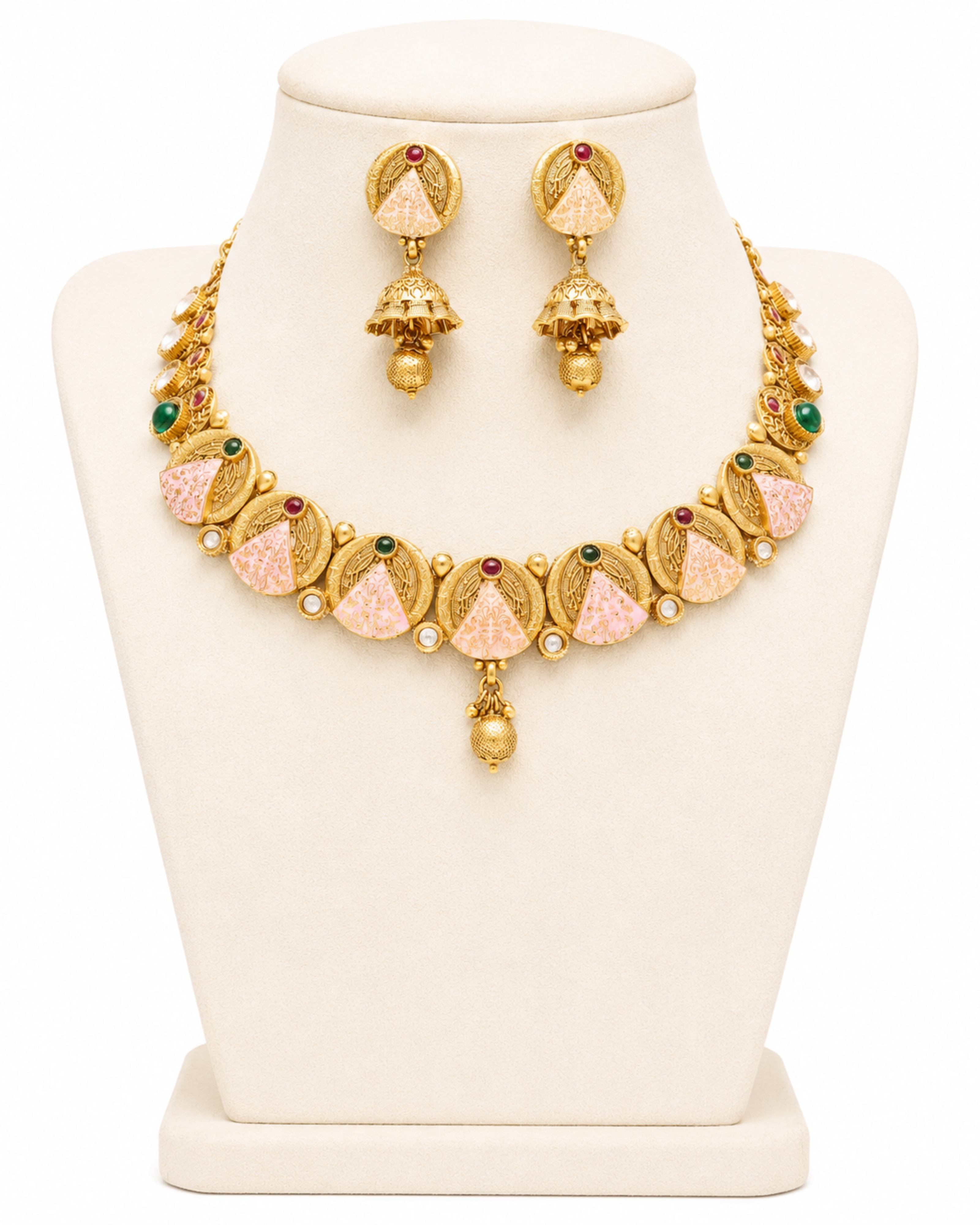 Varnika Etched Enamel Temple Set - Pabeena