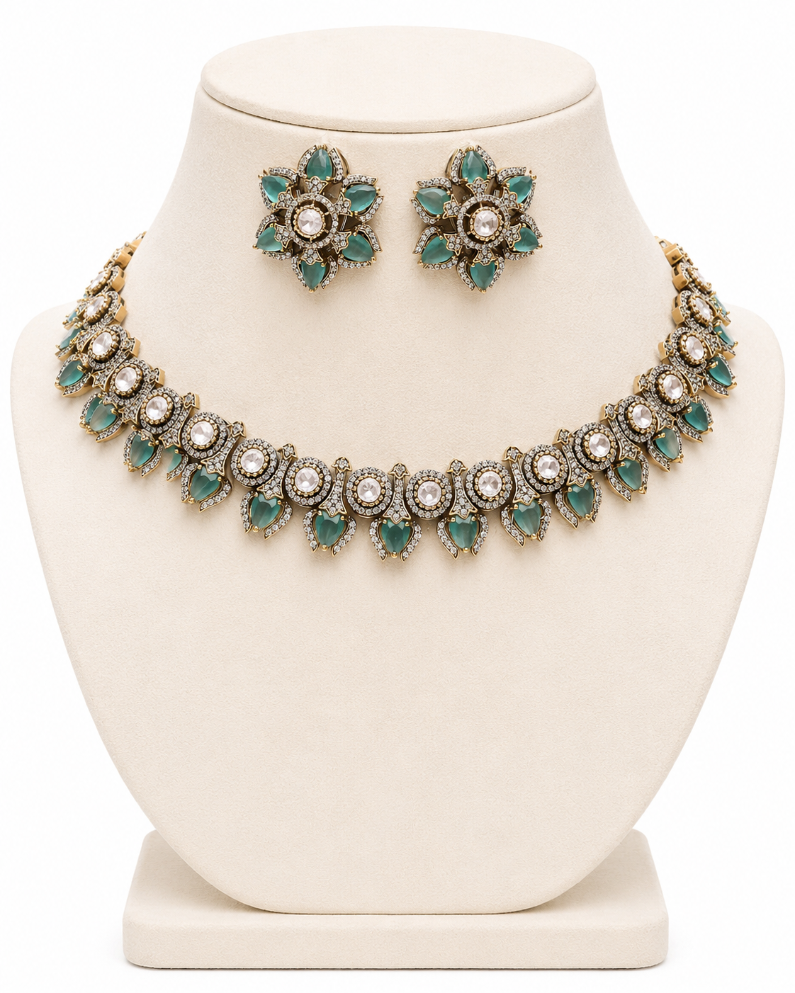 Victorian Green Stone & AD Choker Set