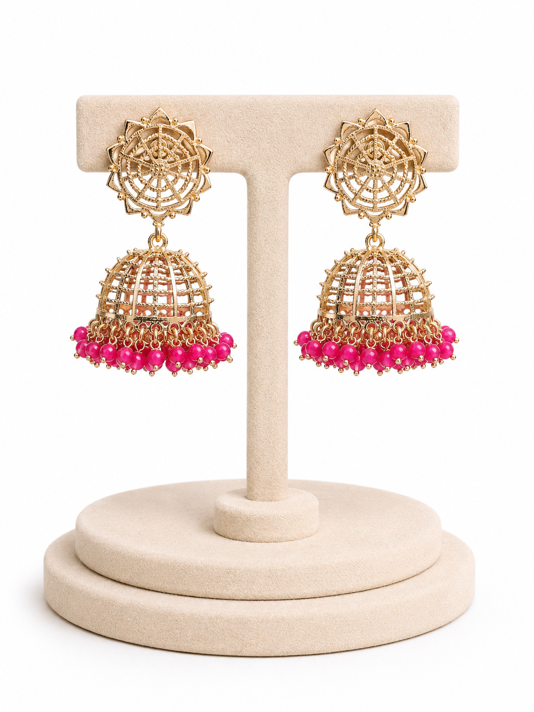 Zarina Ruby Lattice Jhumkas - Pabeena