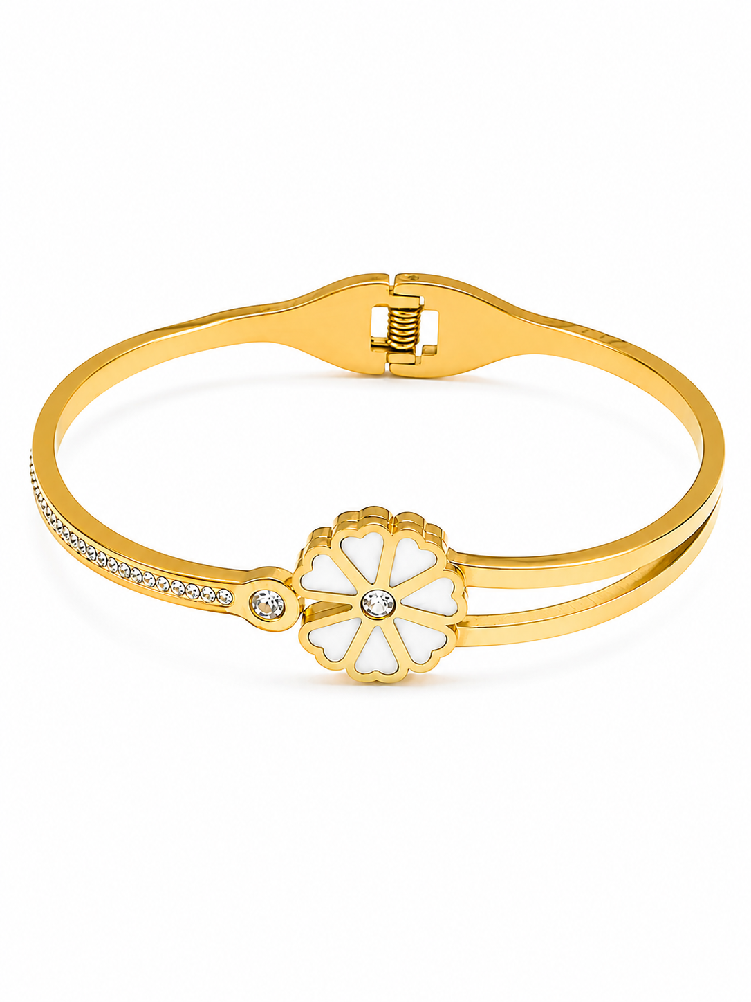 Bloom Grace Bangle – Gold Plated Floral Enamel Bangle for Women – Pabeena