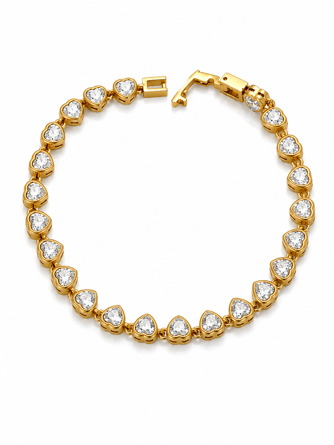 Amour Heart Tennis Bracelet – Gold Plated Zircon Bracelet for Women – Pabeena