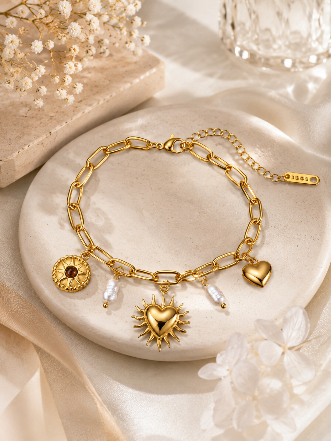 Soleil Heart Charm Bracelet – view 3 – Pabeena