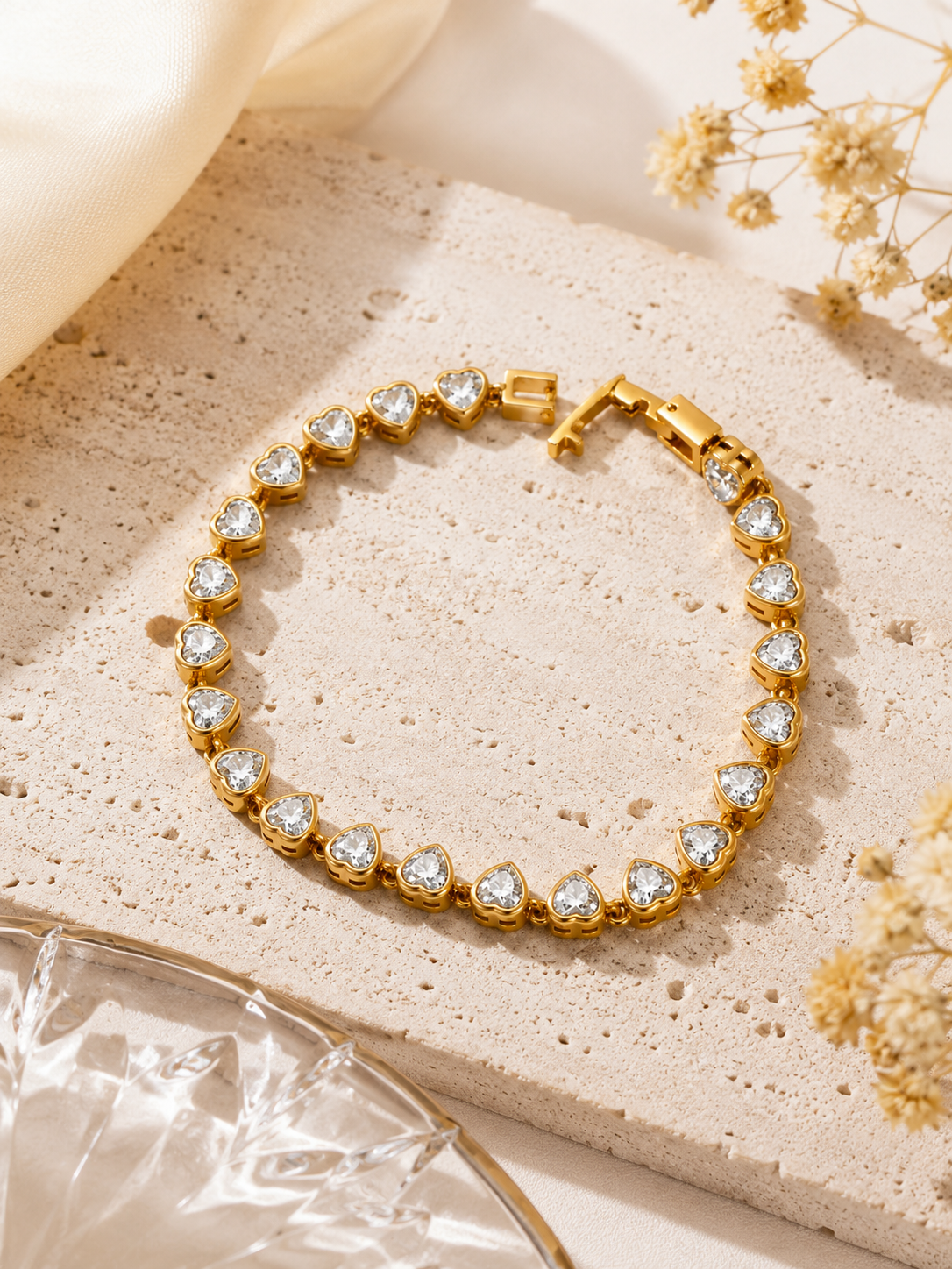 Amour Heart Tennis Bracelet – view 3 – Pabeena