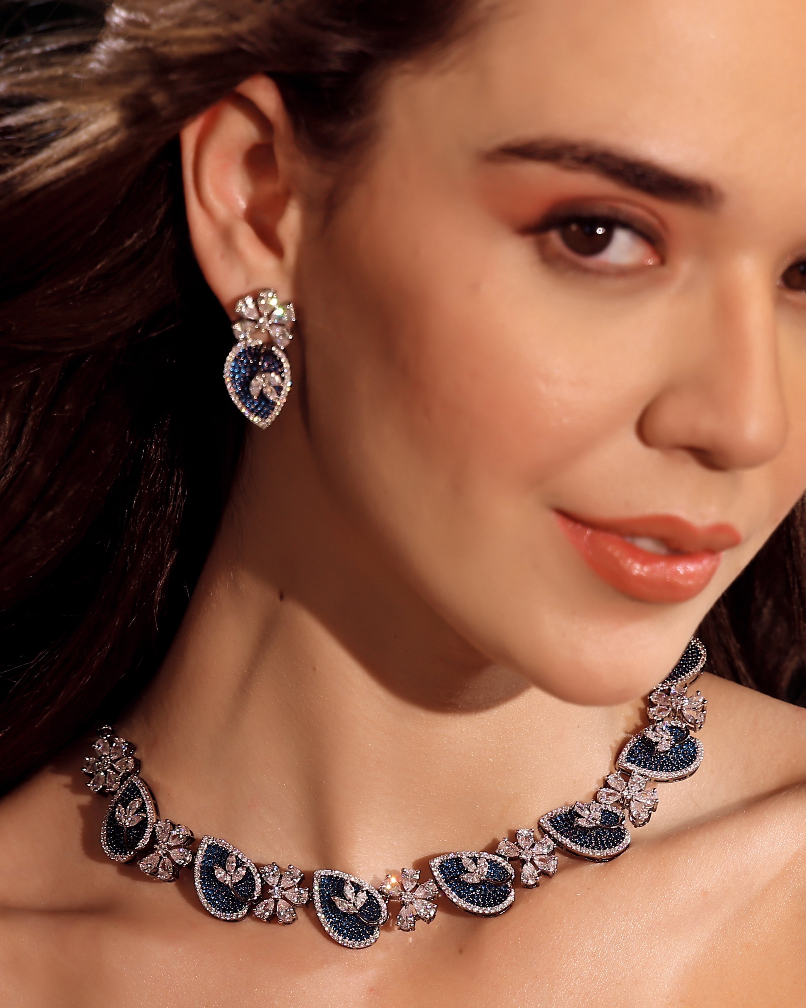 Sapphire Glitz AD Bloom Set - Pabeena