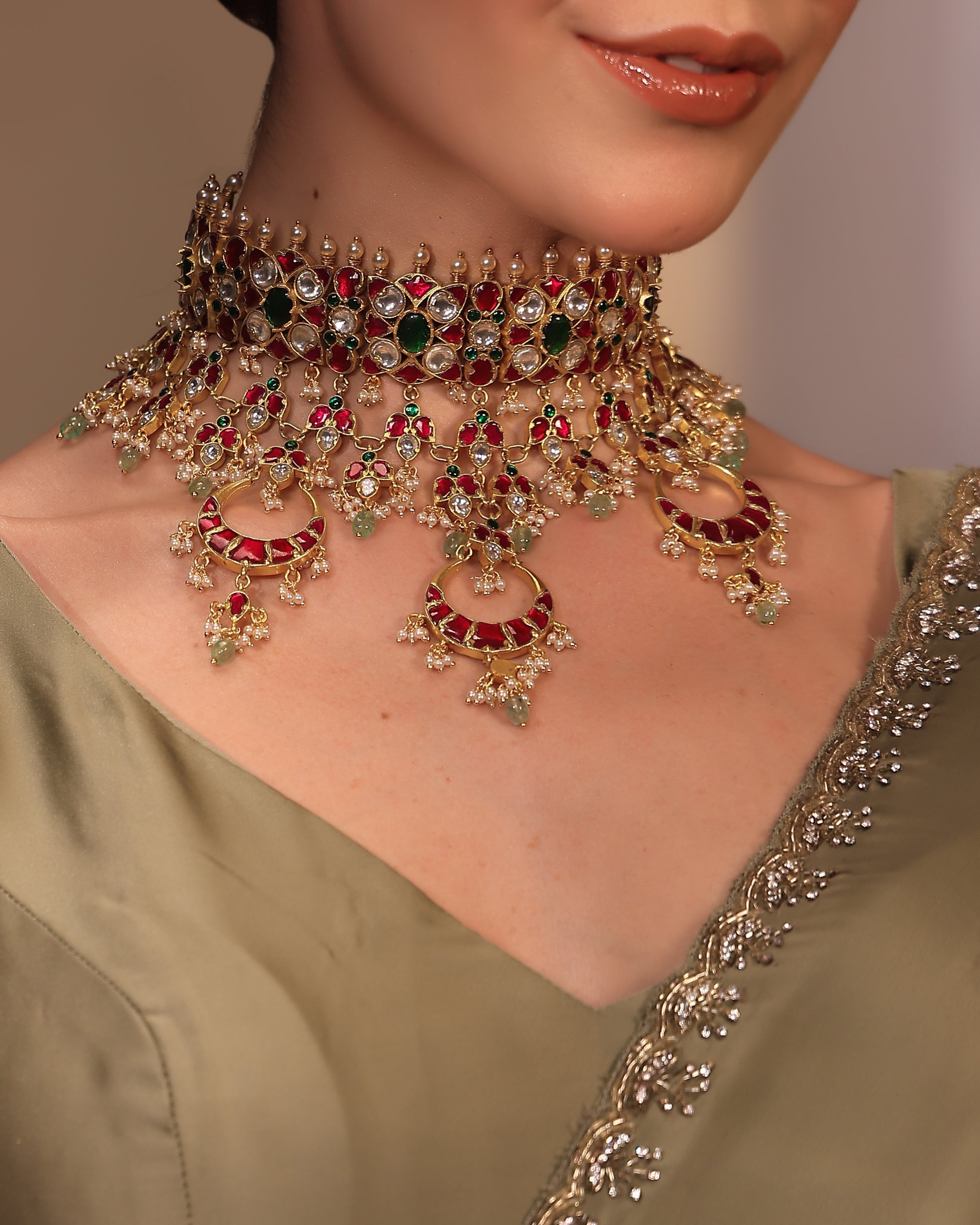 Rajvanta Regal Polki Choker Set - Pabeena