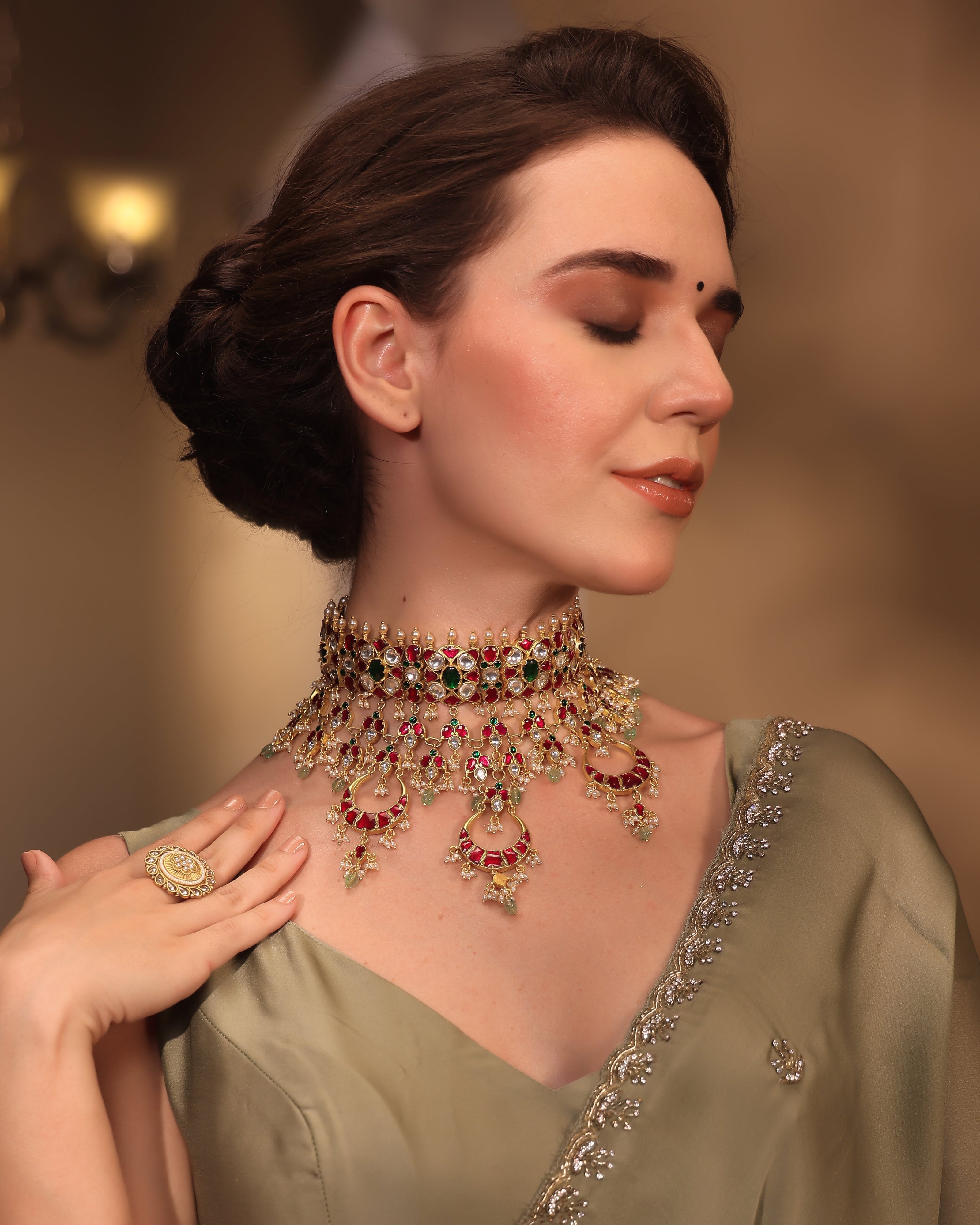 Rajvanta Regal Polki Choker Set - Pabeena