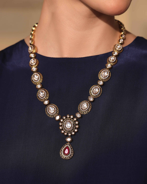 Jharvani Moissanite Ruby-Filigree Bridal Set
