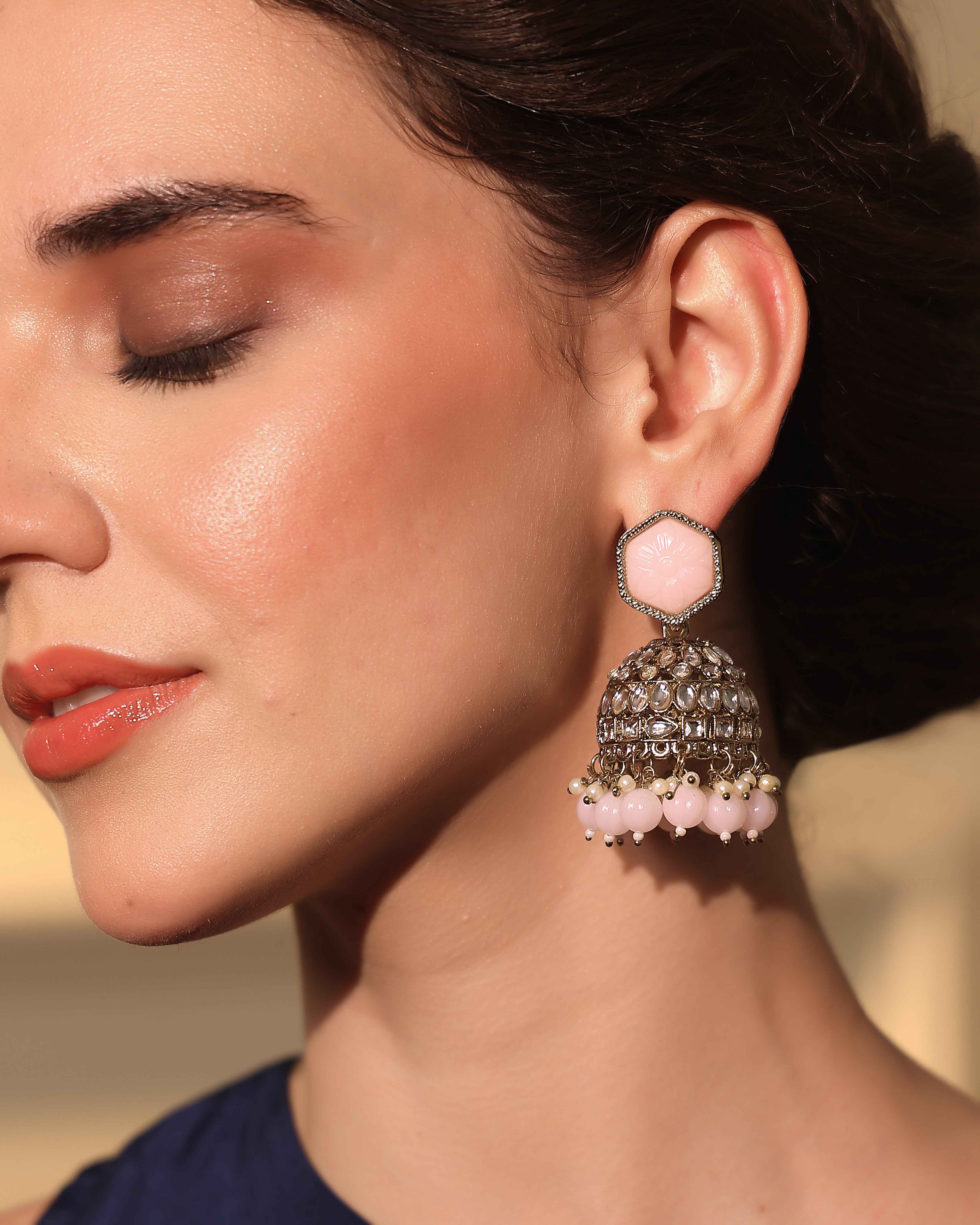 Saira Blush Kundan Jhumkis