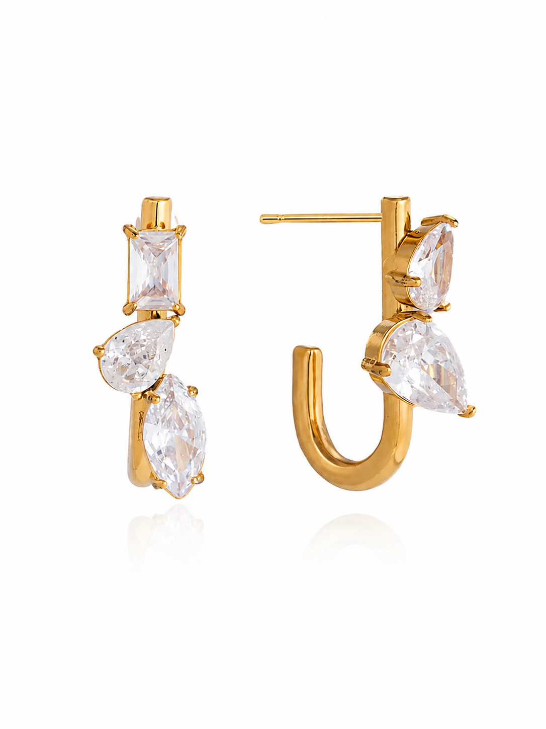 Lumière Asymmetrical Hoop Earrings – Gold Plated Hoops for Women – Pabeena
