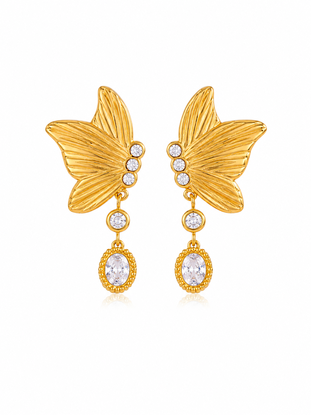 Butterfly Muse Earrings – Gold Plated Butterfly Drop Earrings – Pabeena
