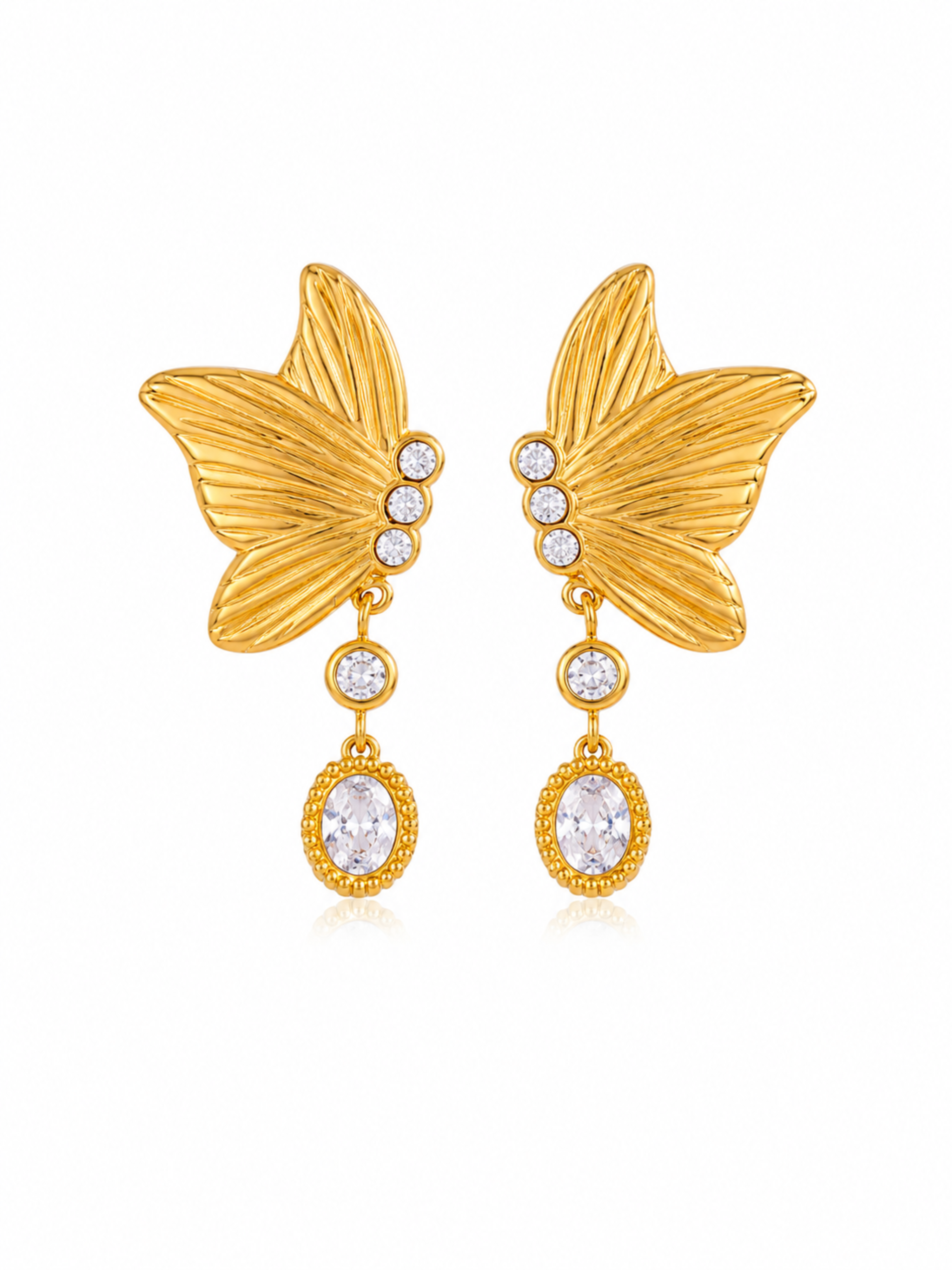 Butterfly Muse Earrings – Gold Plated Butterfly Drop Earrings – Pabeena