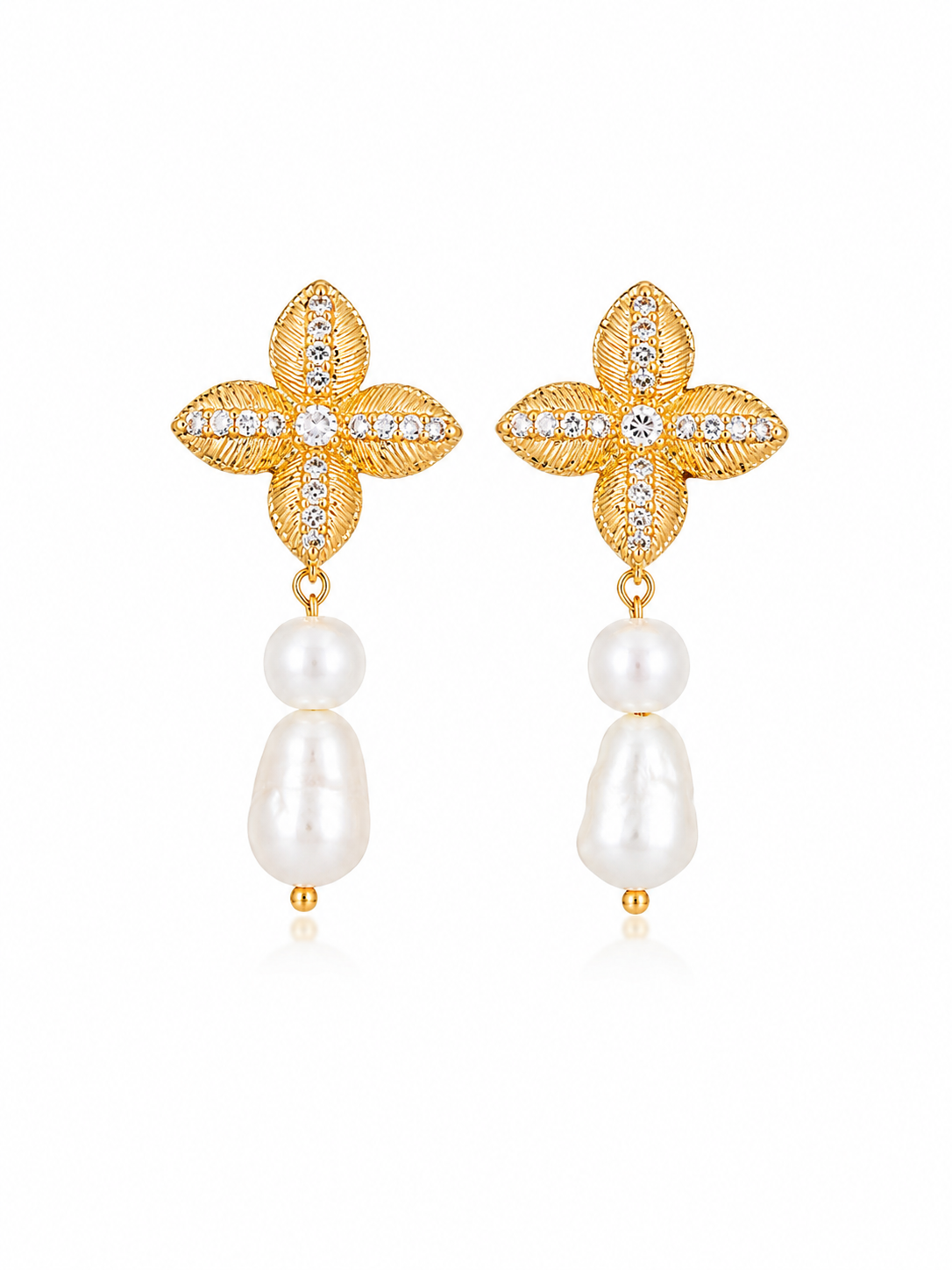 Pearl Blossom Luxe Earrings – Pearl Floral Drop Earrings for Women – Pabeena