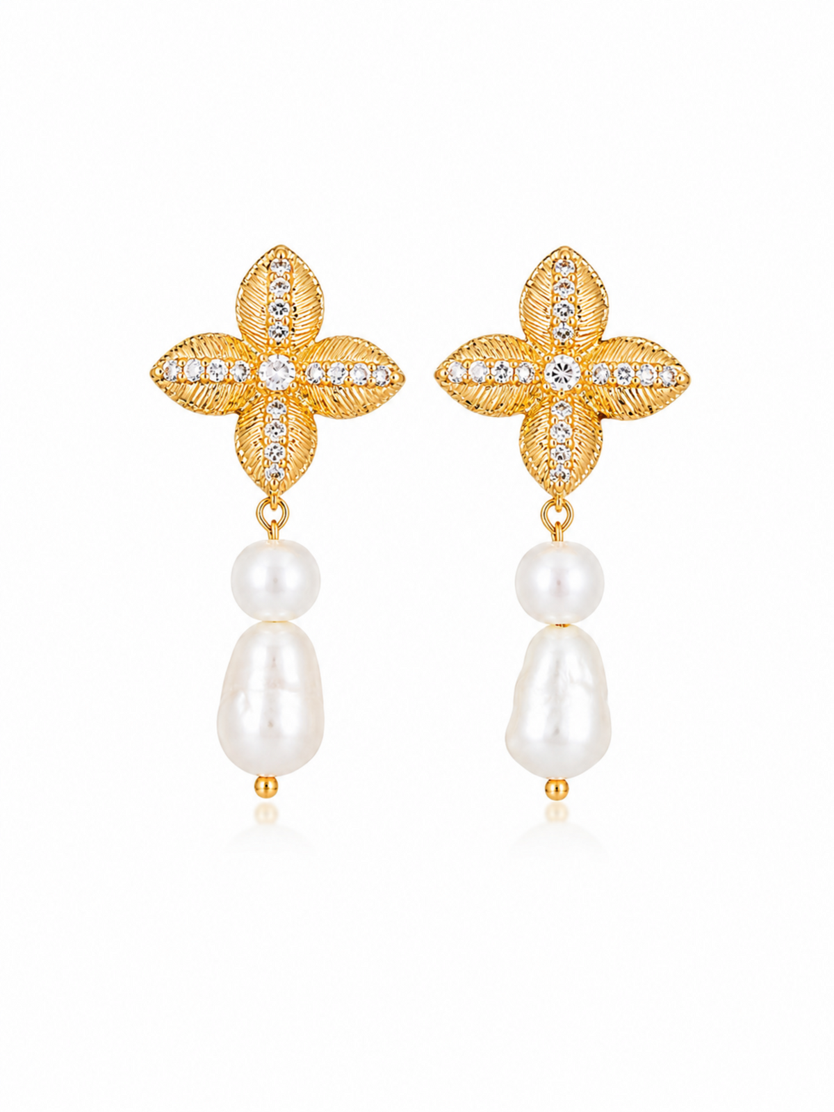 Pearl Blossom Luxe Earrings – Pearl Floral Drop Earrings for Women – Pabeena