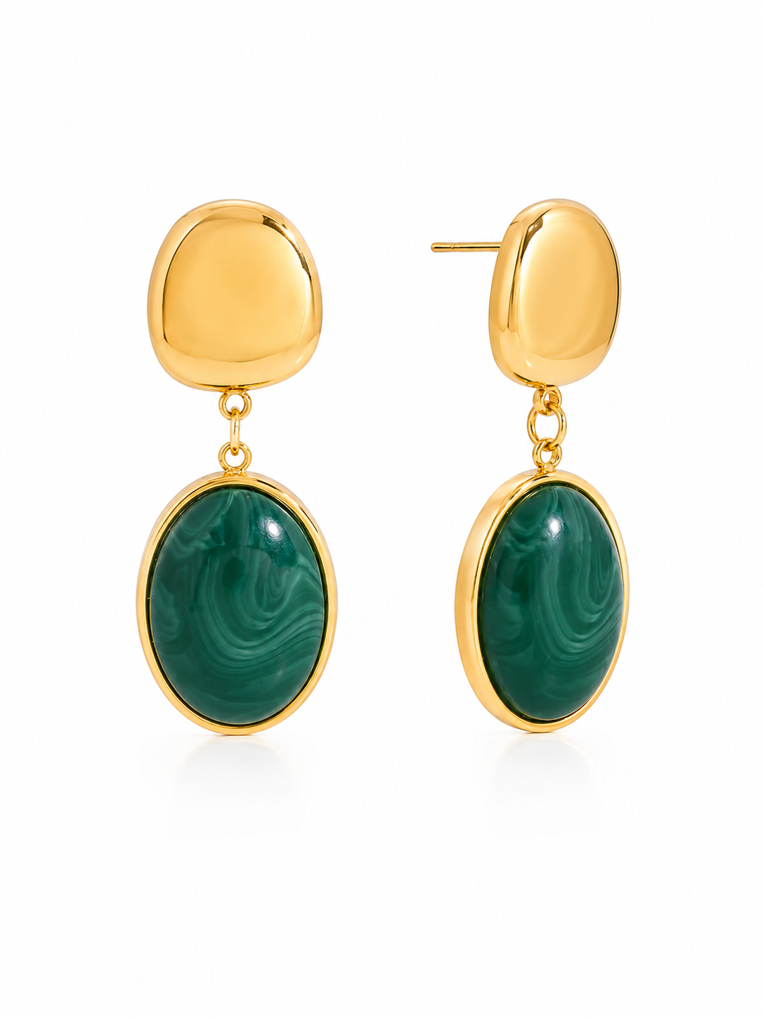 Verde Luxe Drop Earrings – Green Stone Gold Plated Earrings – Pabeena