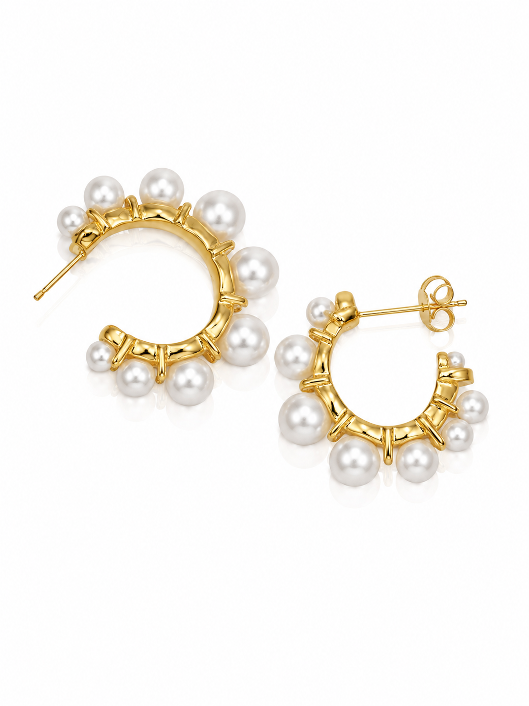 Opaline Luxe Hoop Earrings – Gold Plated Pearl Hoops for Women – Pabeena