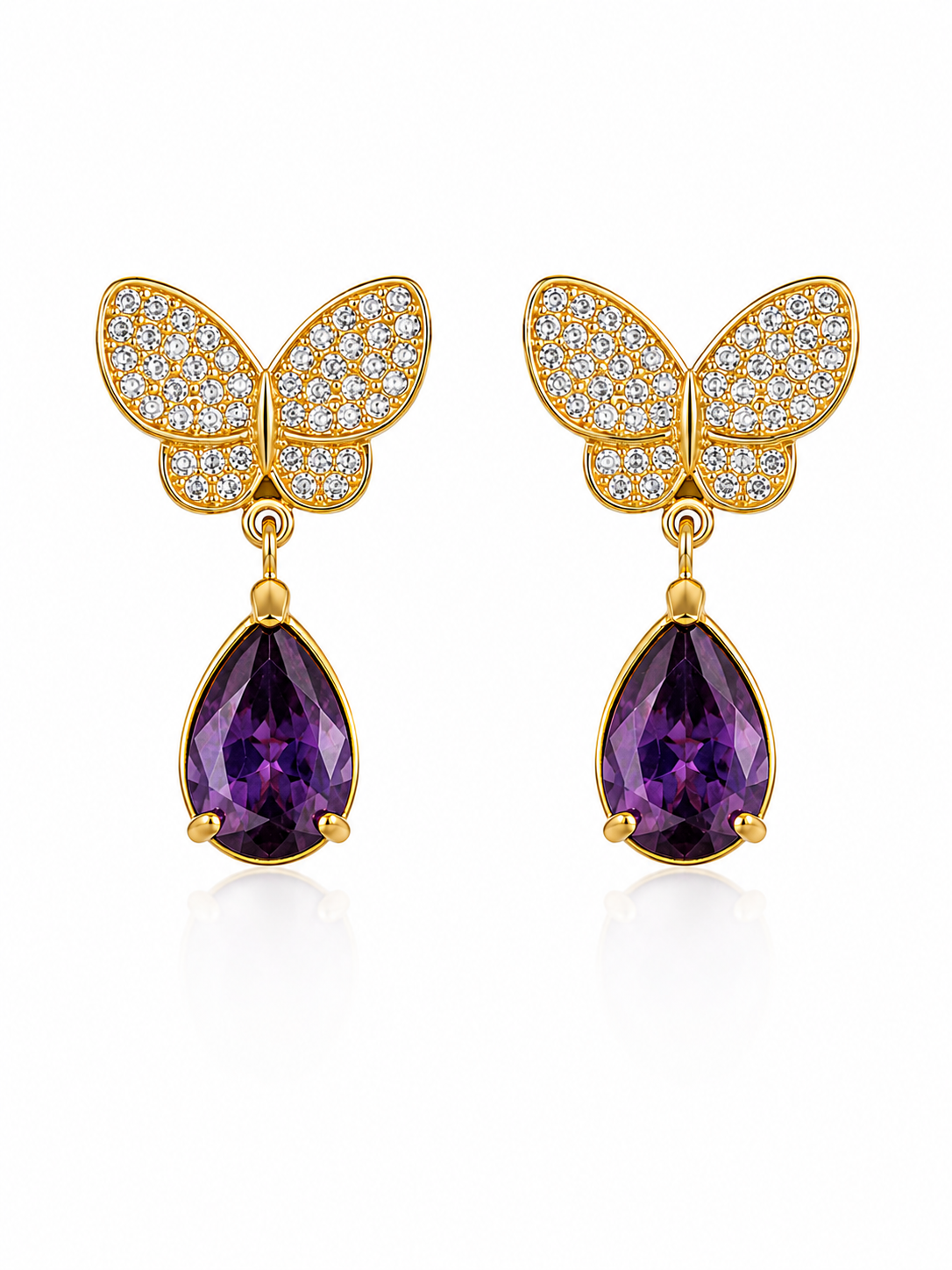 Amethyst Flutter Drop Earrings – Purple Stone Earrings for Women – Pabeena