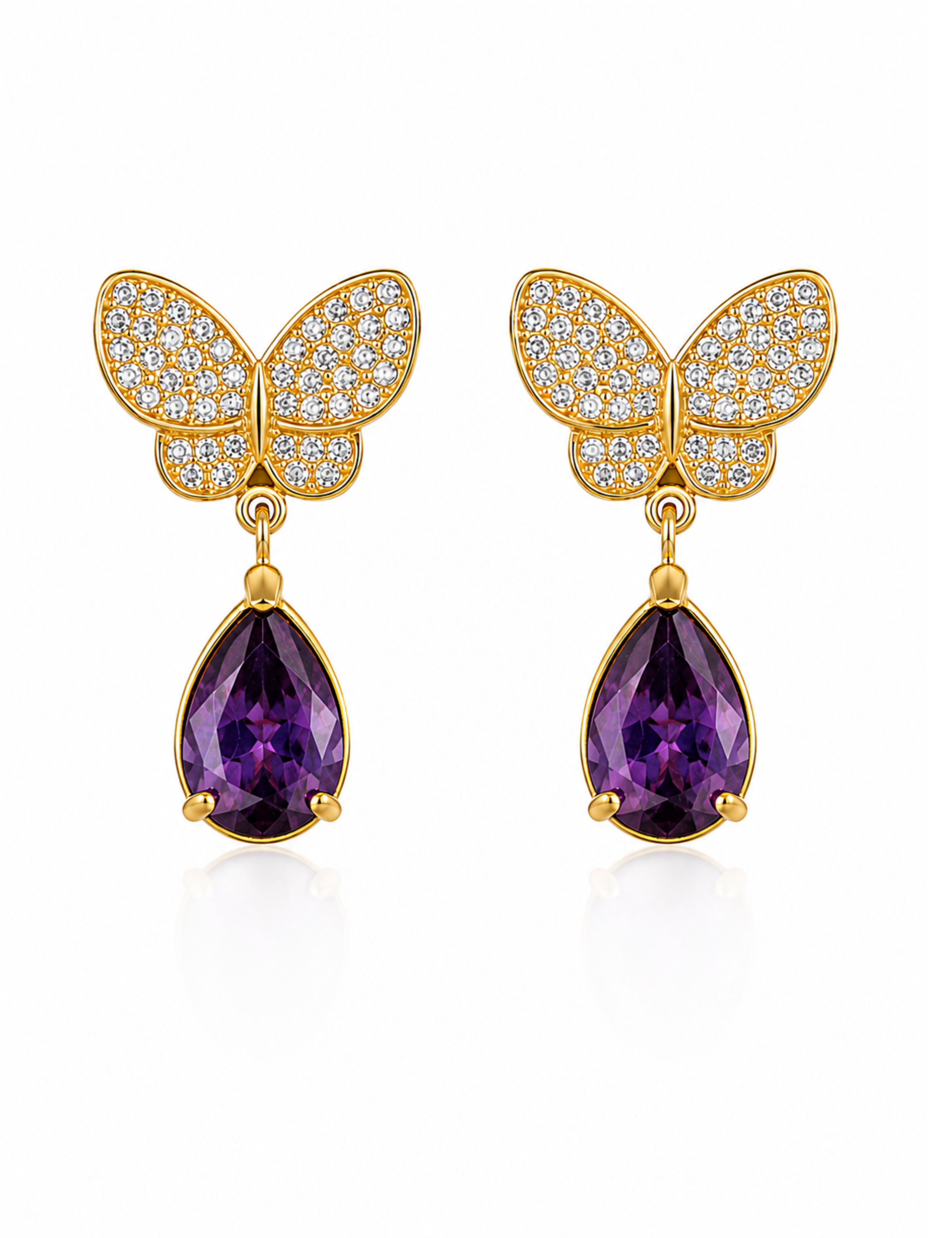 Amethyst Flutter Drop Earrings – Purple Stone Earrings for Women – Pabeena