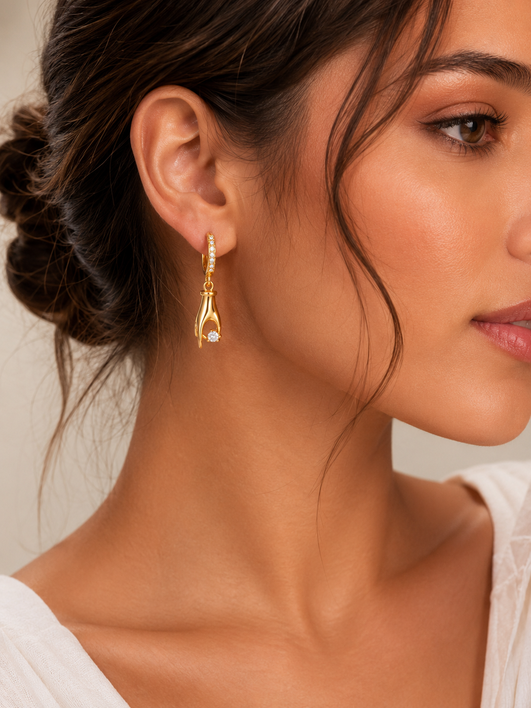 Grace Keeper Huggie Hoop Earrings – view 2 – Pabeena
