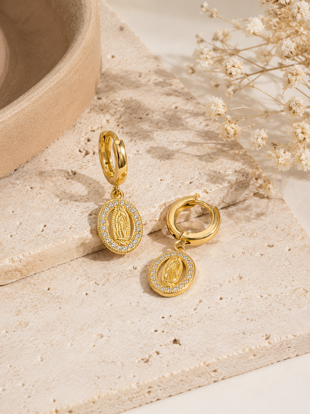Divine Halo Medallion Earrings – view 3 – Pabeena
