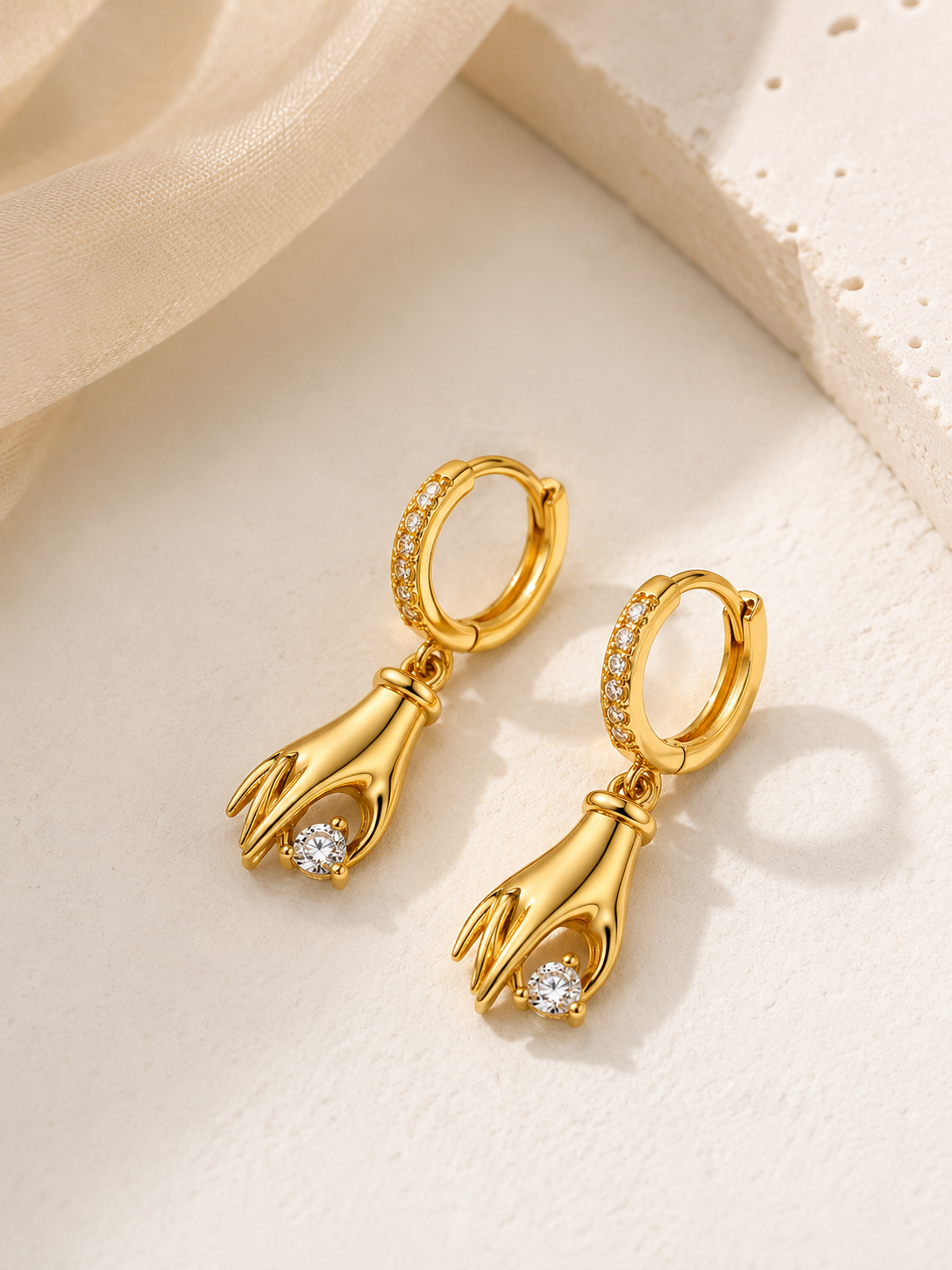 Grace Keeper Huggie Hoop Earrings – view 4 – Pabeena
