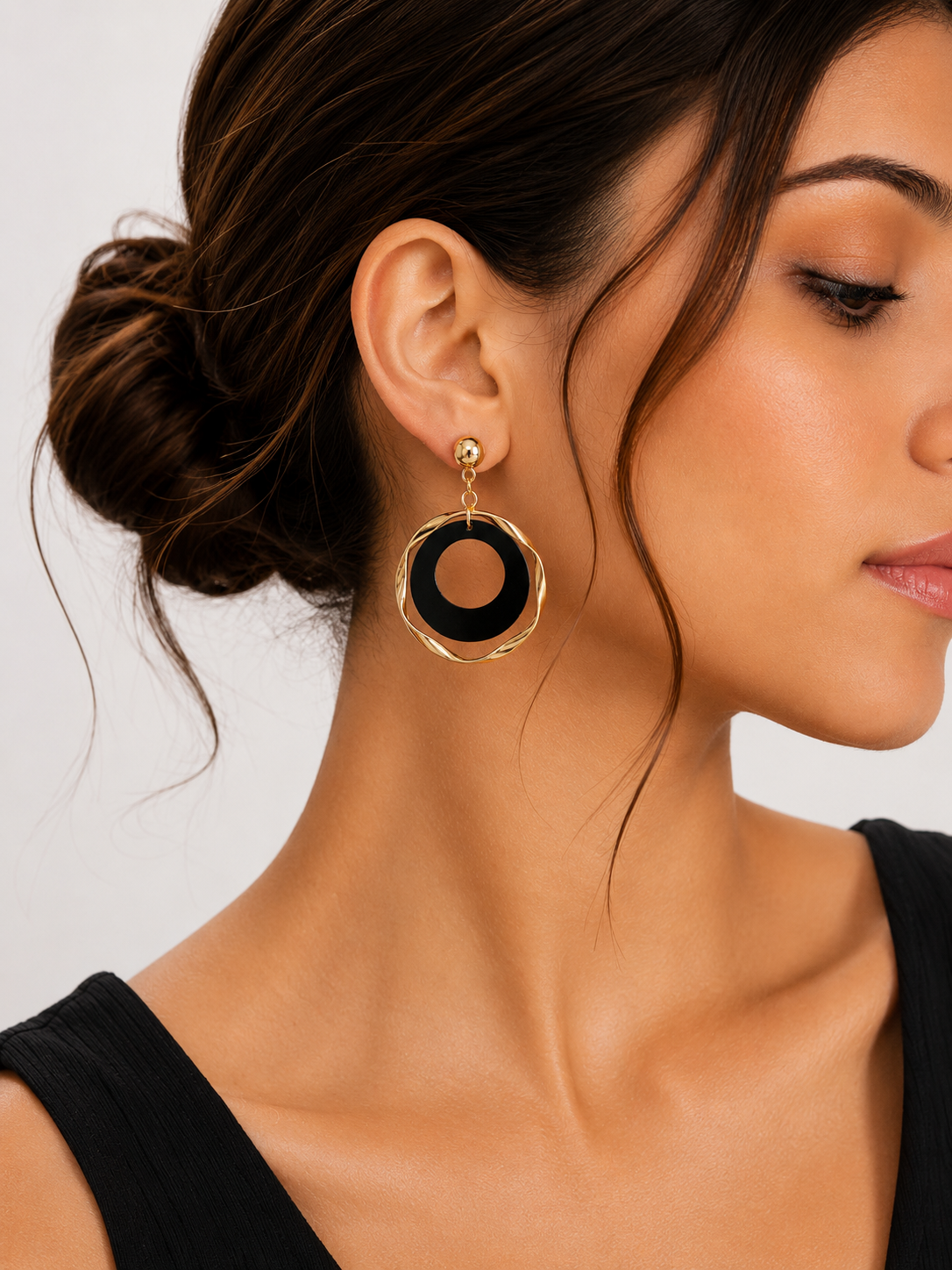 Noir Halo Statement Earrings – view 2 – Pabeena