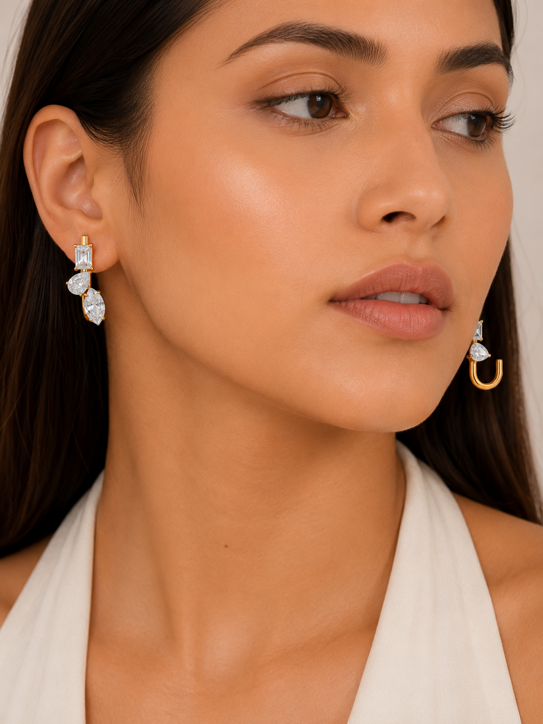 Lumière Asymmetrical Hoop Earrings – view 2 – Pabeena