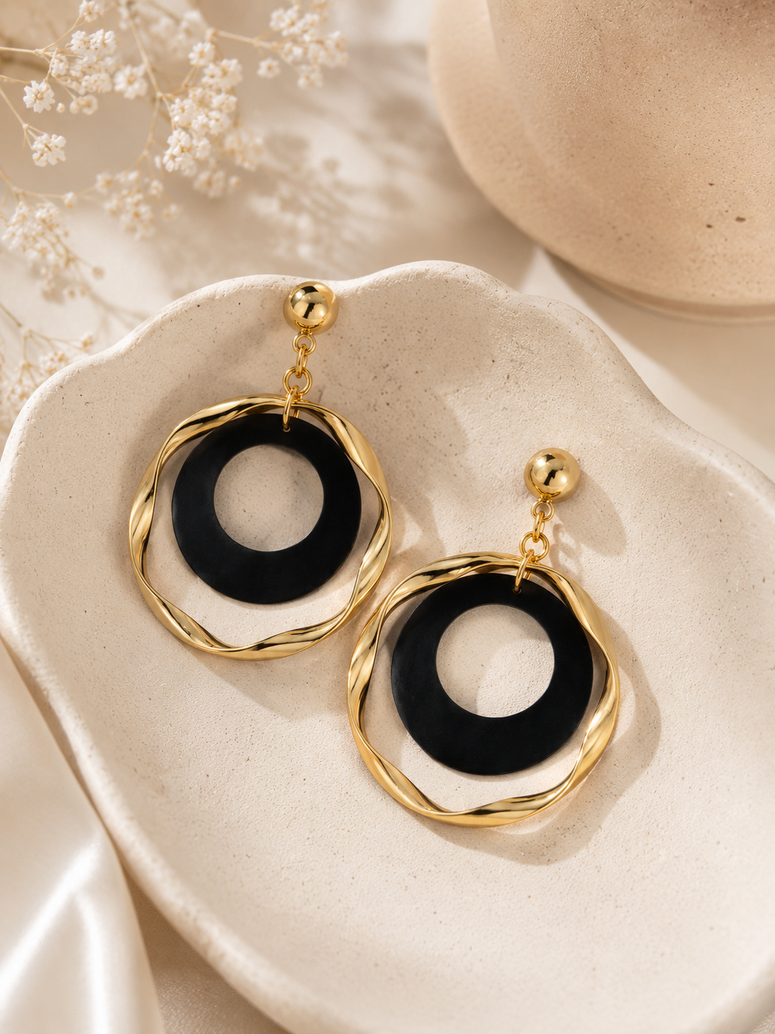 Noir Halo Statement Earrings – view 3 – Pabeena