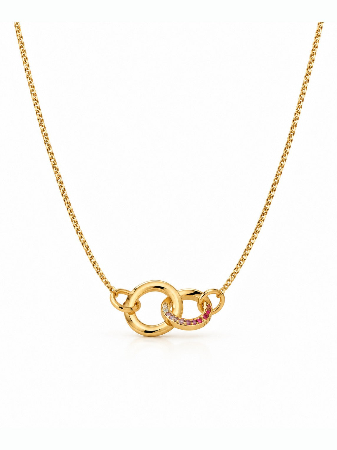 Entwined Circles Necklace – Gold Plated Interlocking Ring Pendant – Pabeena