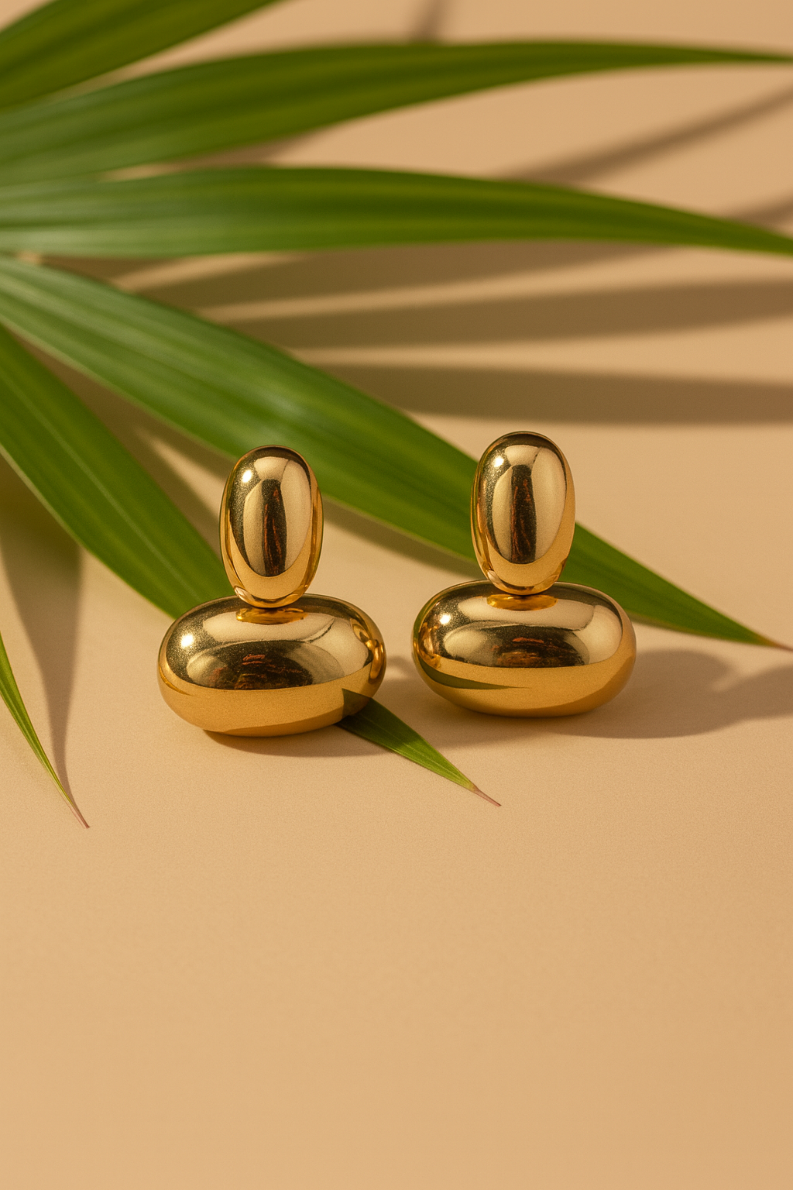 Golden Pebble Studs - Pabeena
