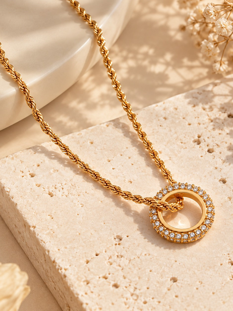Halo Rope Necklace – flat lay – Pabeena