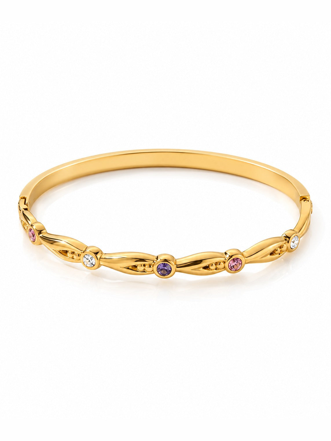 Lilac Twist Bangle – Gold Plated Multicolour Zircon Bangle – Pabeena