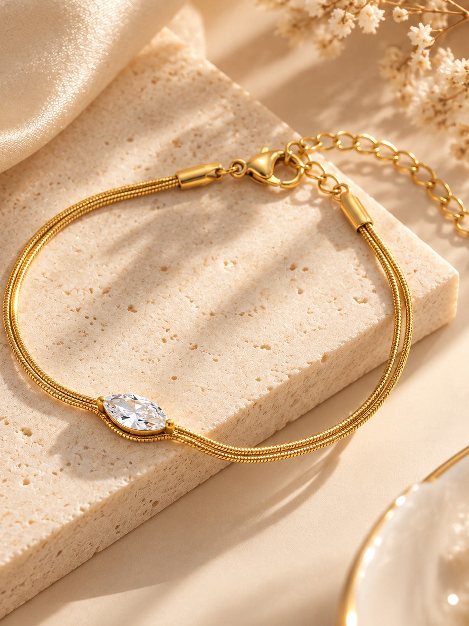 Marquise Line Bracelet – flat lay – Pabeena