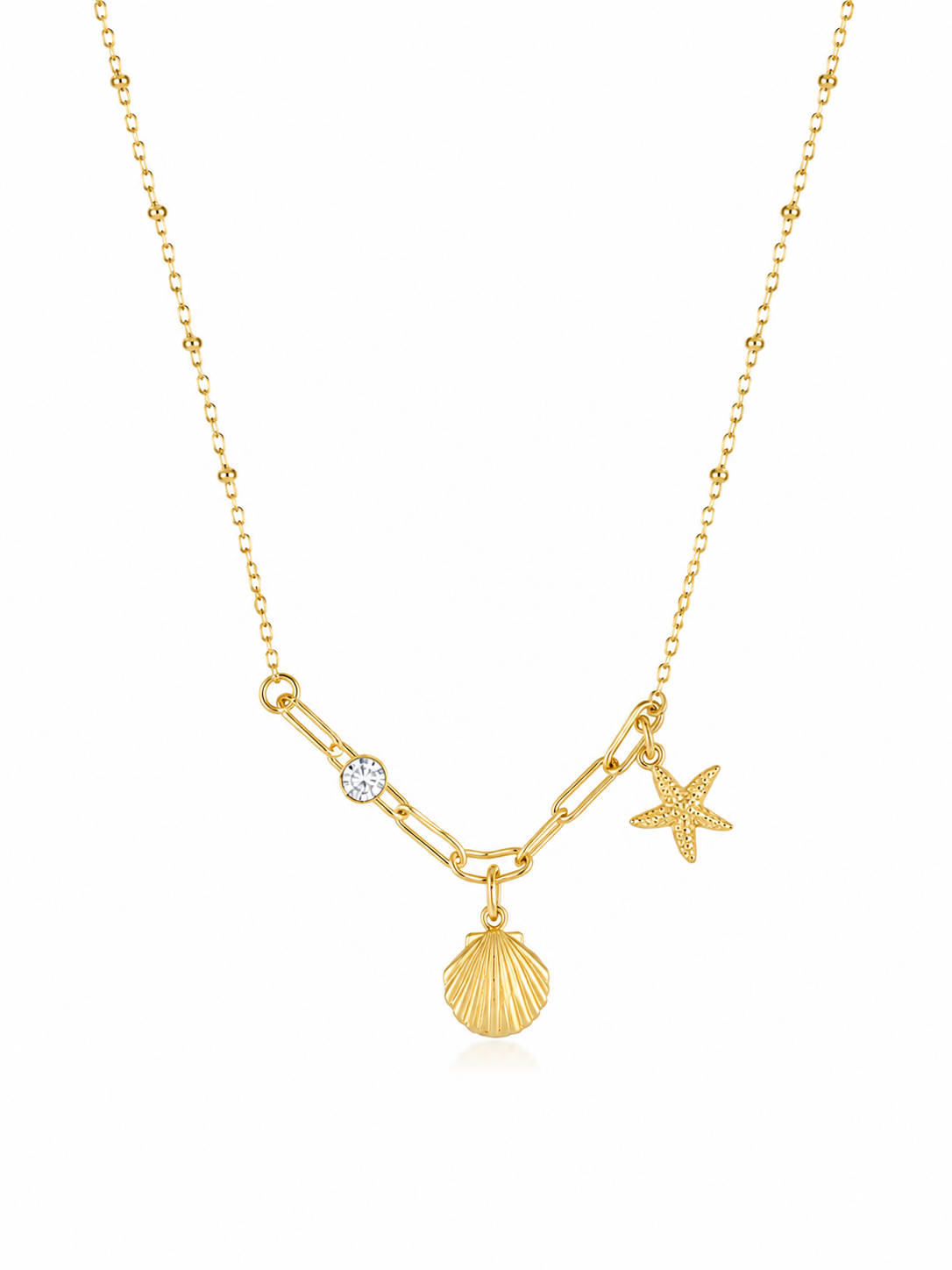 Seabreeze Charm Necklace – Gold Plated Ocean Pendant Necklace – Pabeena