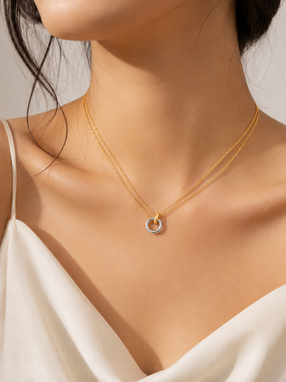 Unity Duo Circle Necklace – view 2 – Pabeena