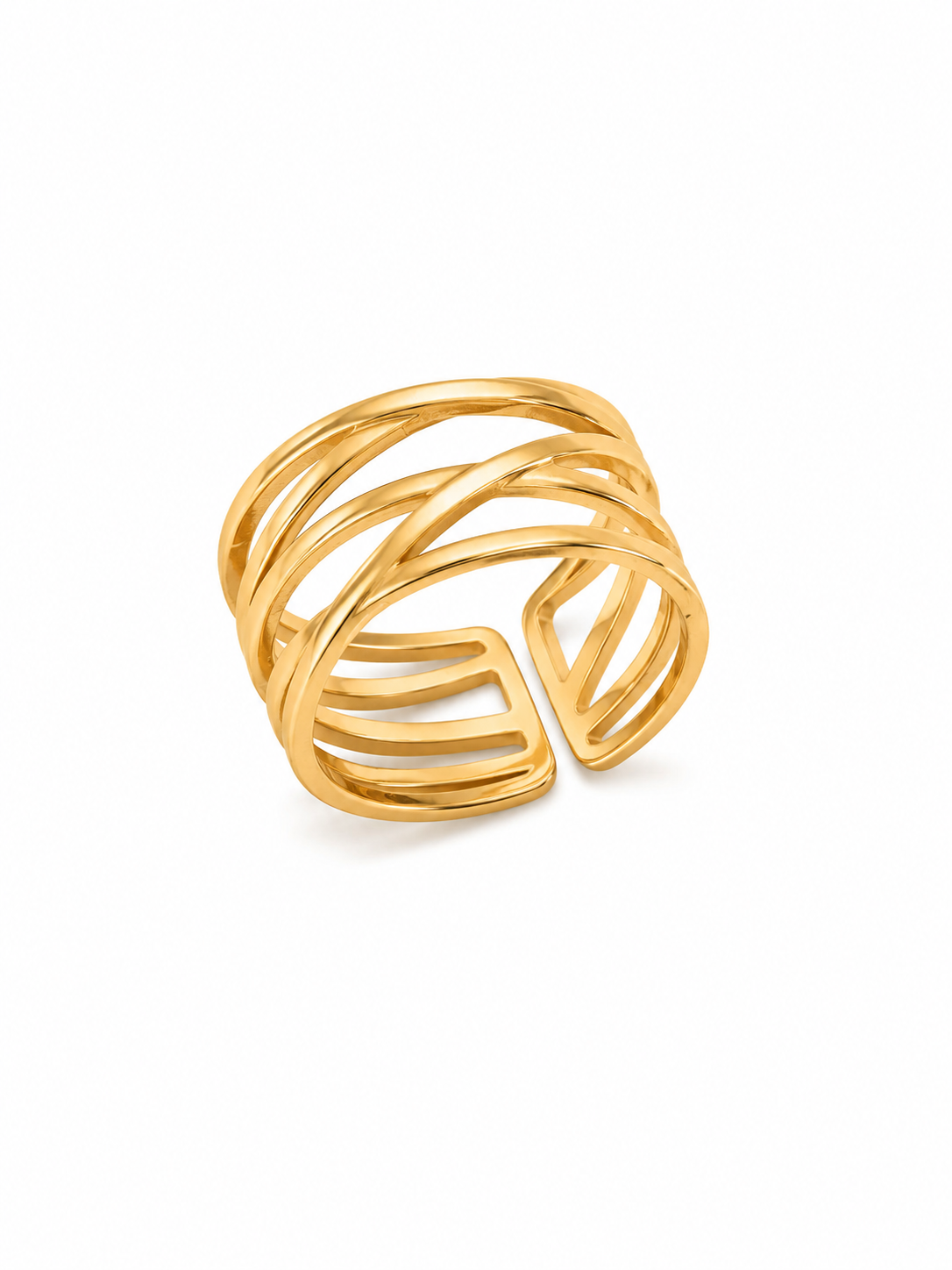 Élan Multi-Band Ring – Gold Plated Stacked Band Ring for Women – Pabeena