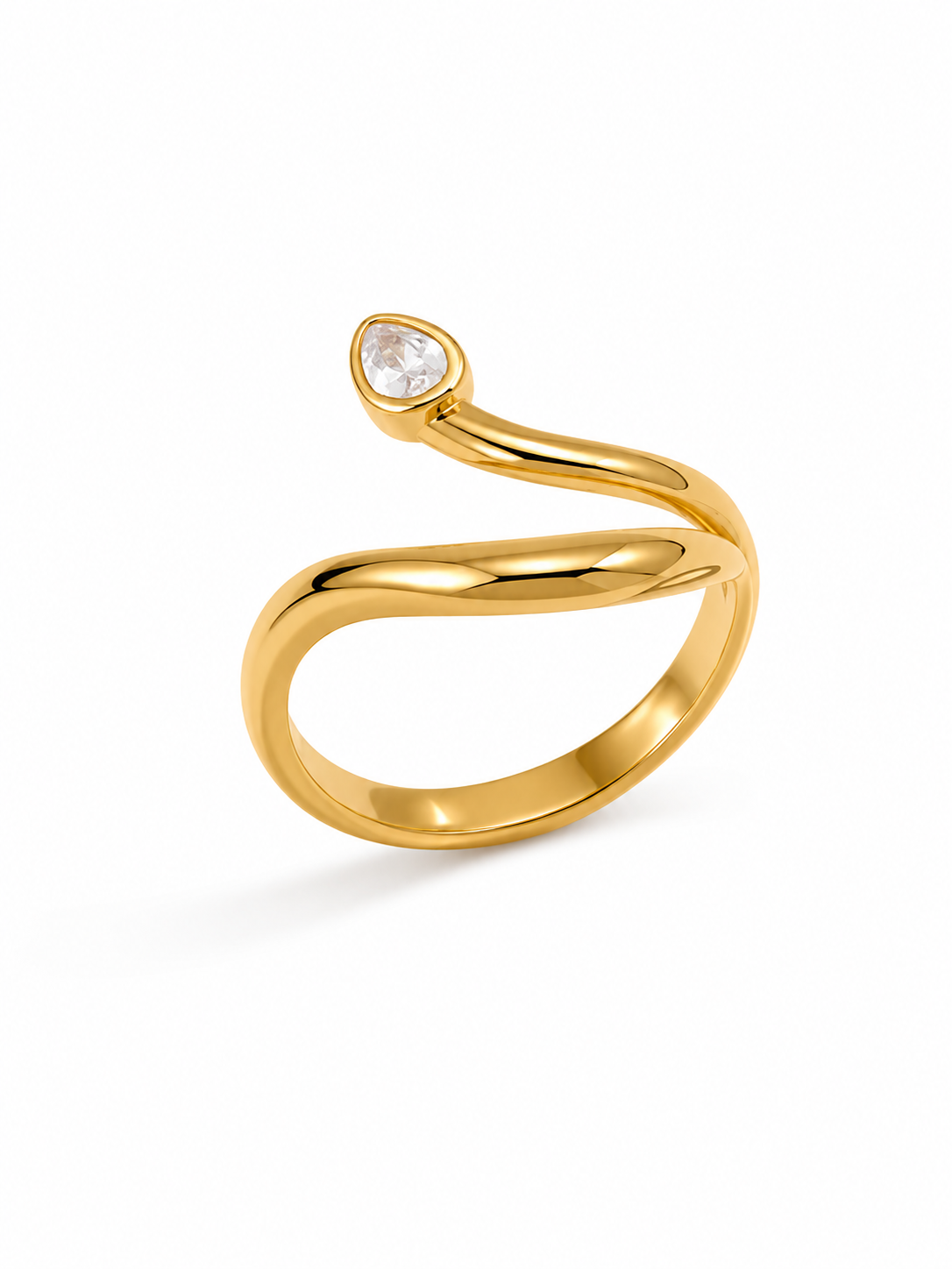 Serpentina Grace Ring – Gold Plated Snake Adjustable Ring for Women – Pabeena
