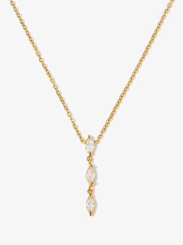 Raindrop Marquise Necklace – gold plated three-zircon drop pendant – Pabeena